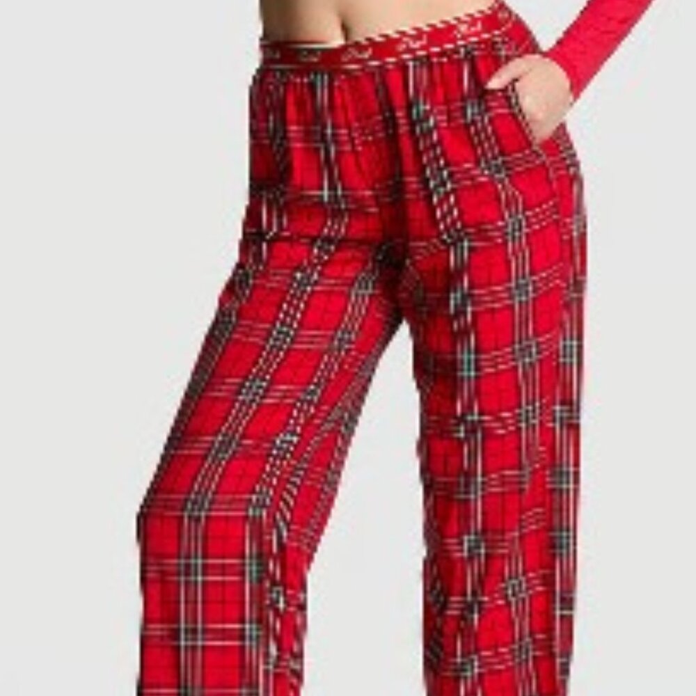 VS PINK Red/Green Plaid Flannel Sleep Pants – SZ XL – NWT‎